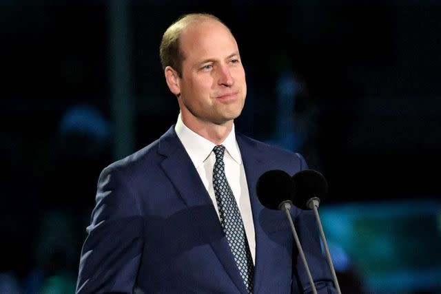 <p>LEON NEAL/POOL/AFP via Getty</p> Prince William onstage at the Coronation Concert on the grounds of Windsor Castle in May 2023.