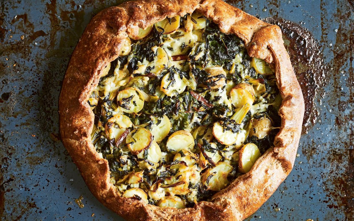 A rustic tart filled with chard, potatoes and cheddar cheese - (C) Mowie Kay