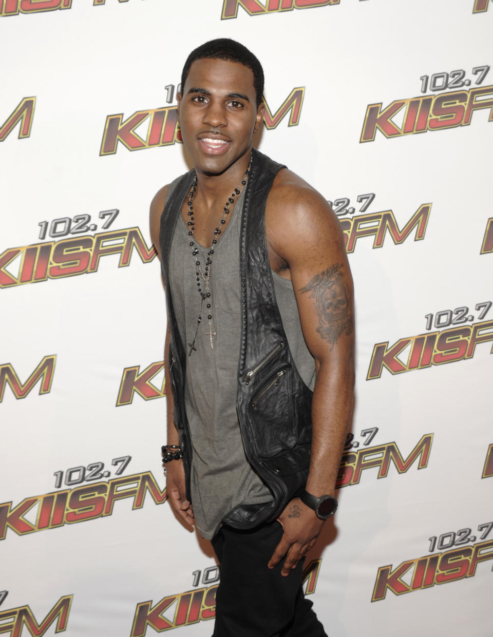 FILE - In this May 14, 2011 file photo, singer Jason Derulo arrives at KIIS FM's Wango Tango in Los Angeles. Even though Jason Derulo's self-titled debut featured three multiplatinum hits, his album didn't even reach gold status. His sophomore release, "Future History," debuted at No. 29 on the Billboard charts last year. (AP Photo/Dan Steinberg, file)