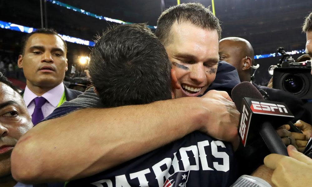 Tom Brady celebrates his fifth Super Bowl victory