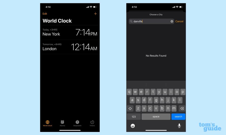 iOS 17 Clock app World Clock