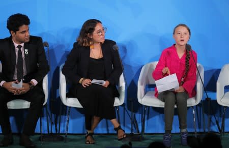 16-year-old Swedish Climate activist Greta Thunberg speaks at the 2019 United Nations Climate Action Summit at U.N. headquarters in New York City, New York, U.S.