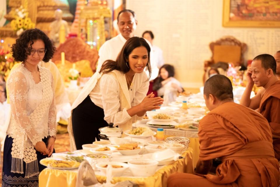 Taste The Nation -- “On the Tip of my Kreung” - Episode 208 -- In the symbolic heart of America’s industrial past, Padma travels to Lowell, Massachusetts and sees how Cambodian immigrants (and their cooking) have become the backbone of this New England town. Padma Lakshmi, shown. (Photo by: Craig Blankenhorn/Hulu)