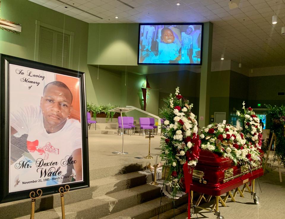 Dexter Wade, 37, was eulogized by the Rev. Al Sharpton at a funeral held Monday at the New Horizon Church International on Ellis Avenue in Jackson.