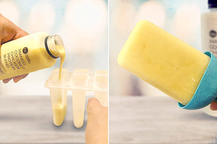 Why not try some high protein popsicles, made with the Mango Coconut smoothie?