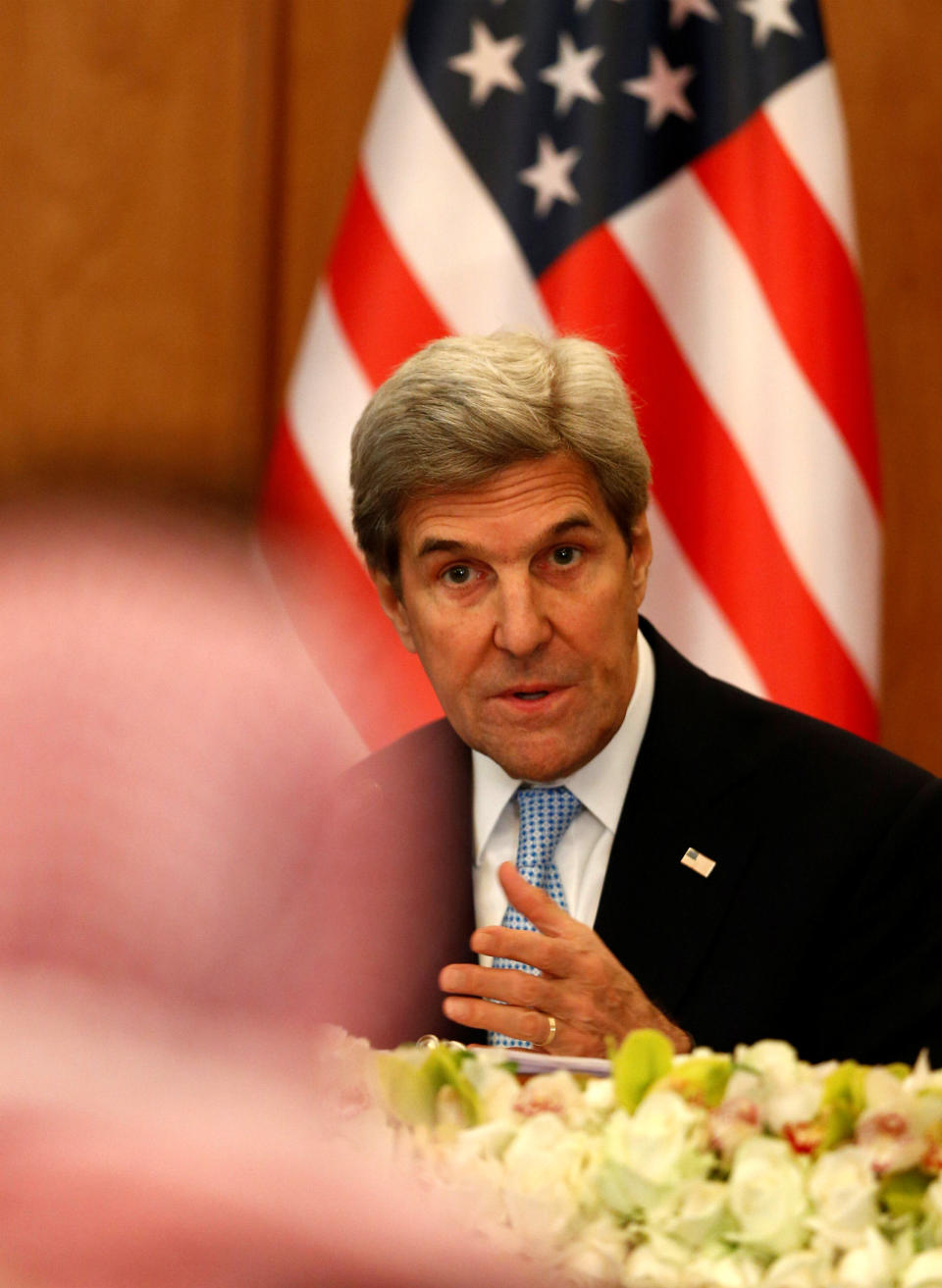 U.S. Secretary of State John Kerry gestures during a news conference in Riyadh, Saudi Arabia December 18, 2016. REUTERS/Faisal Al Nasser