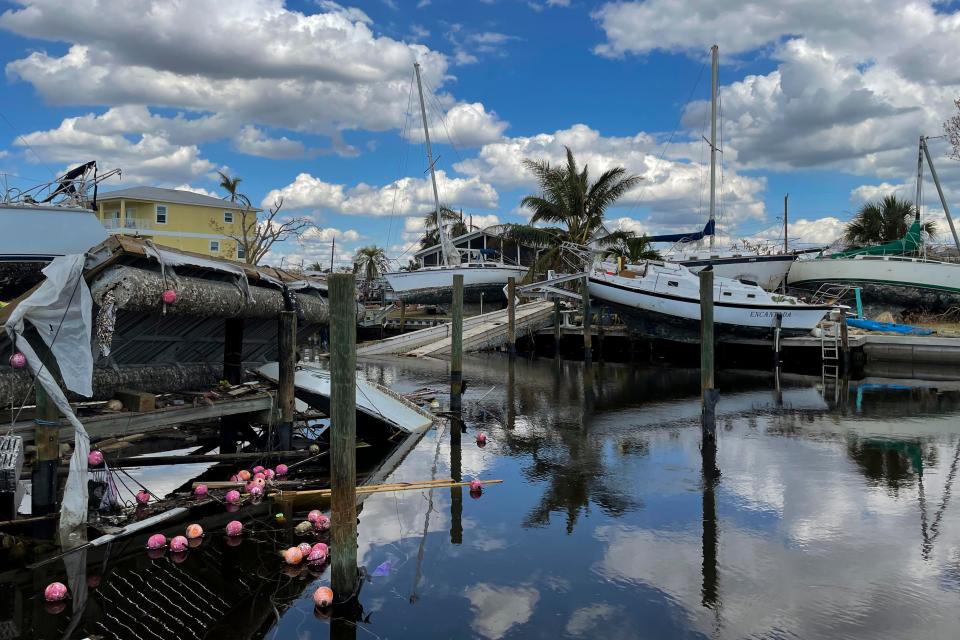 Hurricane Ian damage on San Carlos Island on Thursday, October 6, 2022 in the aftermath of Hurricane Ian at Fort Myers Beach, Fl. 