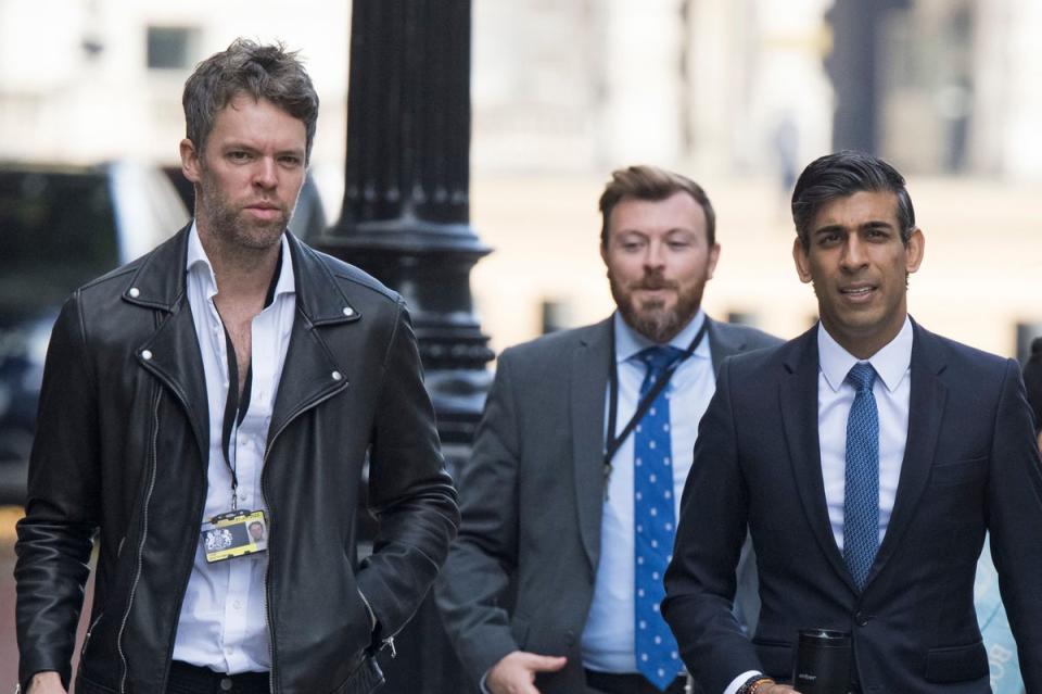 Tooled up: Rishi Sunak with chief of staff Liam Booth-Smith, far left.(Photo by Ben Cawthra/REX/Shutterstock)  (Ben Cawthra/REX/Shutterstock)
