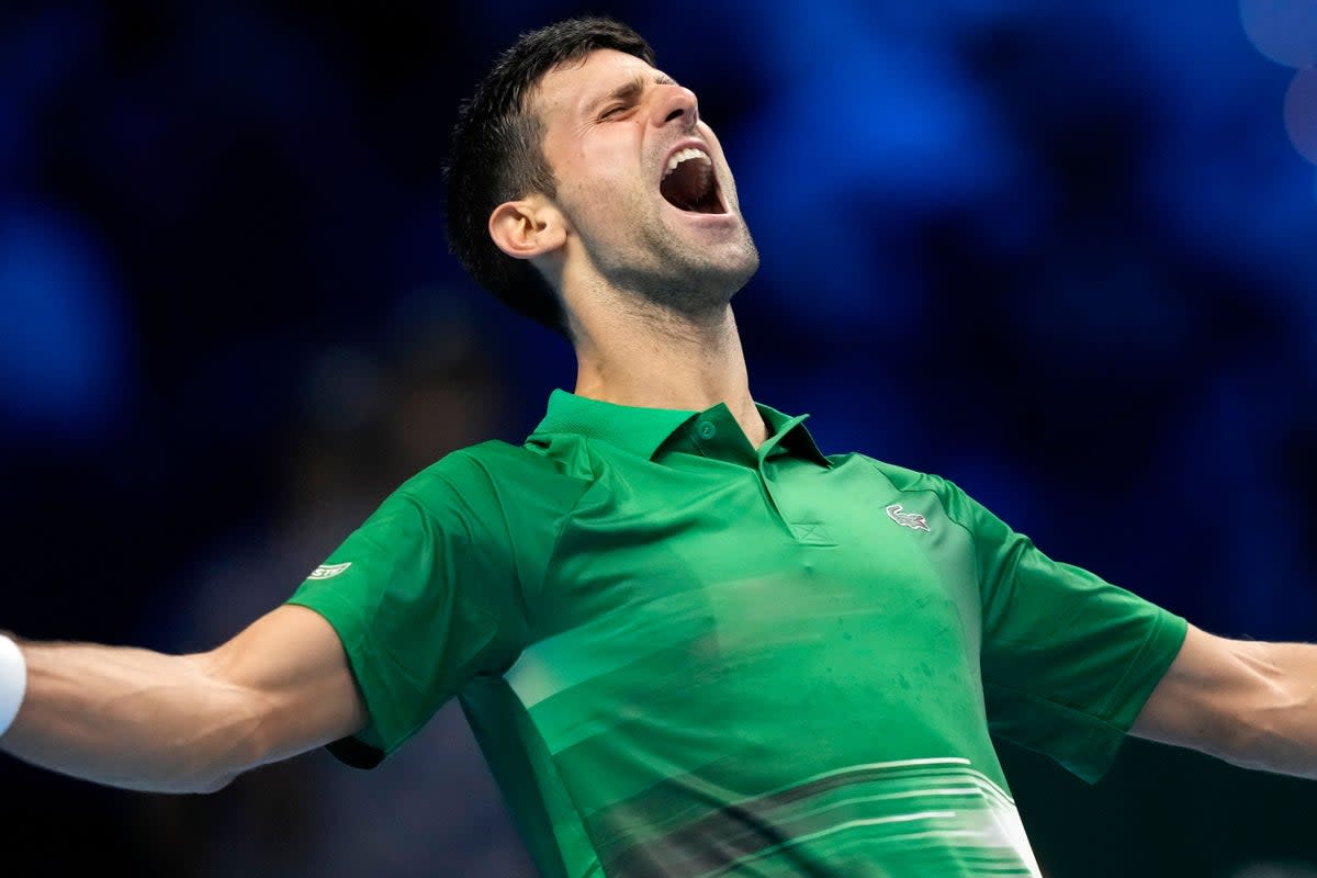 Novak Djokovic celebrates beating Daniil Medvedev (Antonio Calanni/AP) (AP)