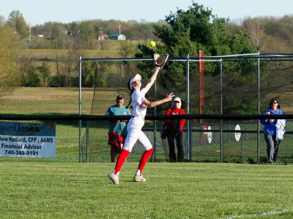 Hayley Clifton makes a running catch in right field to rob extra bases and secure Sheridan's 5-2 win against visiting Tri-Valley. The Generals earned the top seed in Division II in the Southeast District.