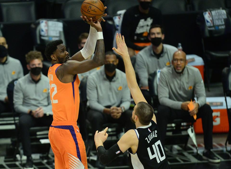 In his first playoffs, Deandre Ayton became the first player in 38 years to shoot at least 50% in his first 14 career playoff games (70.9%).