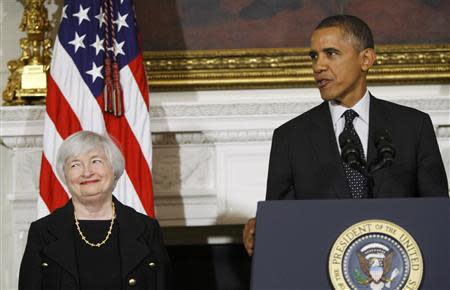 U.S. President Barack Obama announces his nomination of Janet Yellen to head the Federal Reserve at the White House in Washington October 9, 2013. REUTERS/Jonathan Ernst