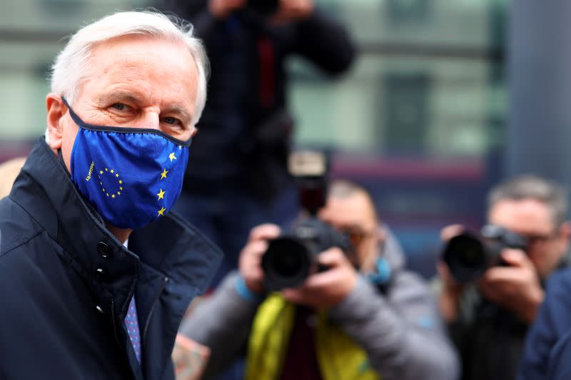 European Union's Brexit negotiator Michel Barnier arrives at 1VS conference centre ahead of Brexit negotiations in London