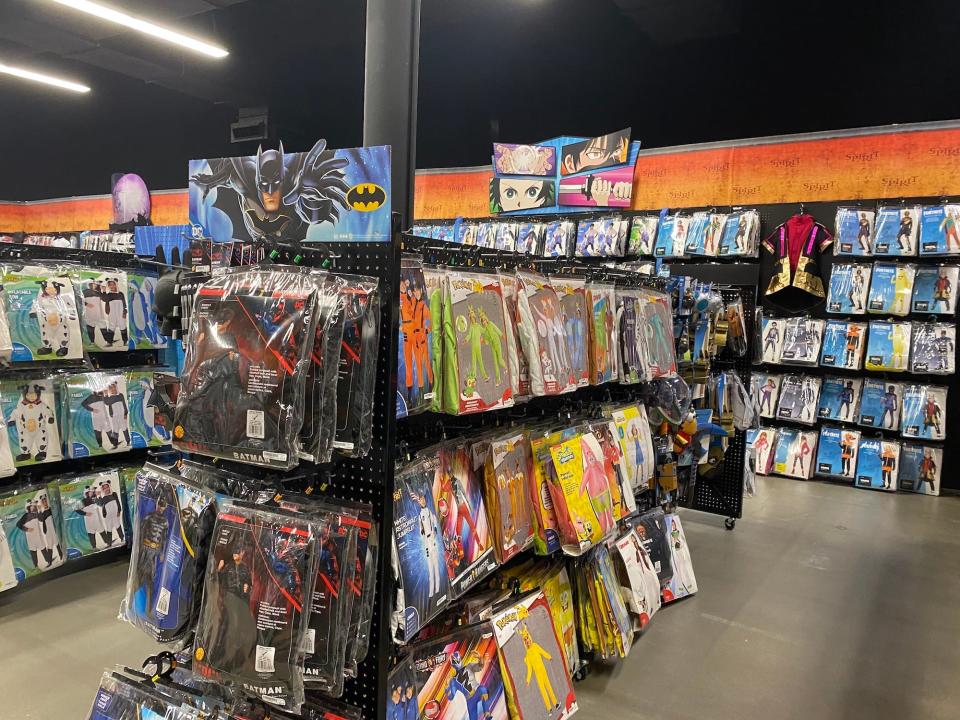 A section of children's costumes at Spirit Halloween's flagship store.