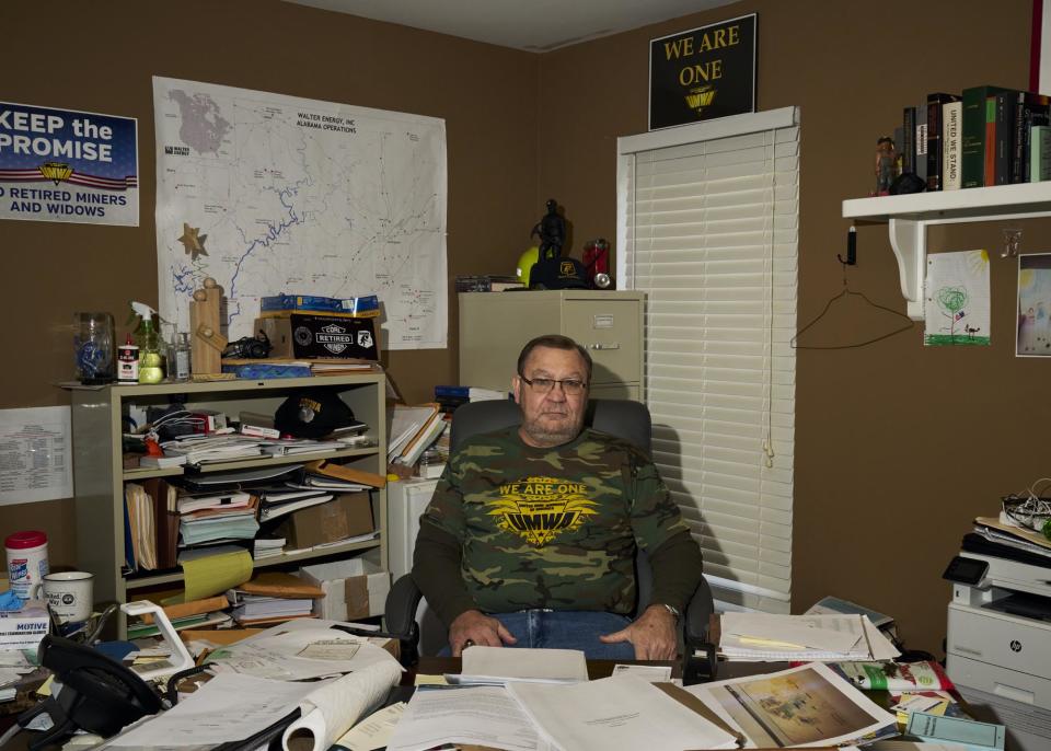 Larry Spencer in his office at the UMWA offices in McCalla, Alabama.