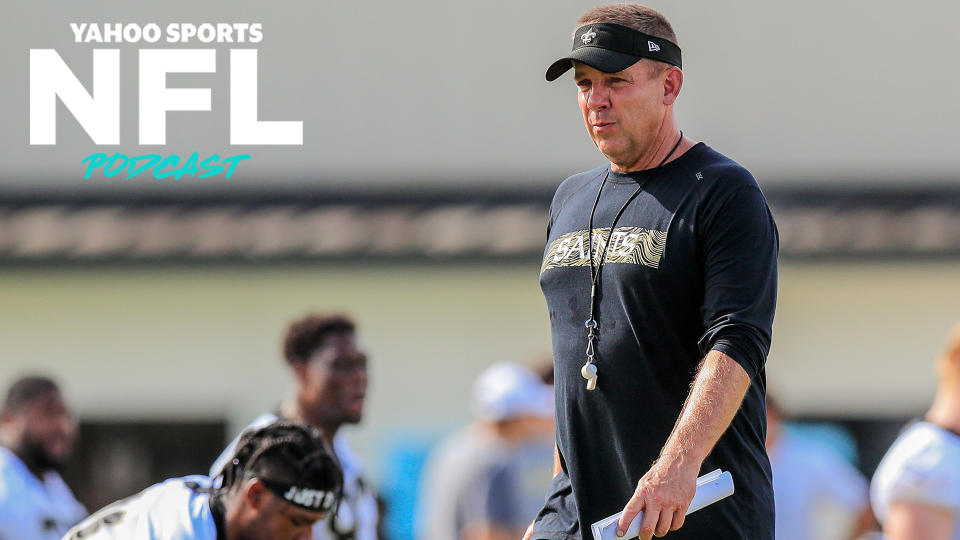 New Orleans Saints coach Sean Payton at training camp in 2019. (Photo by Stephen Lew/Icon Sportswire via Getty Images)