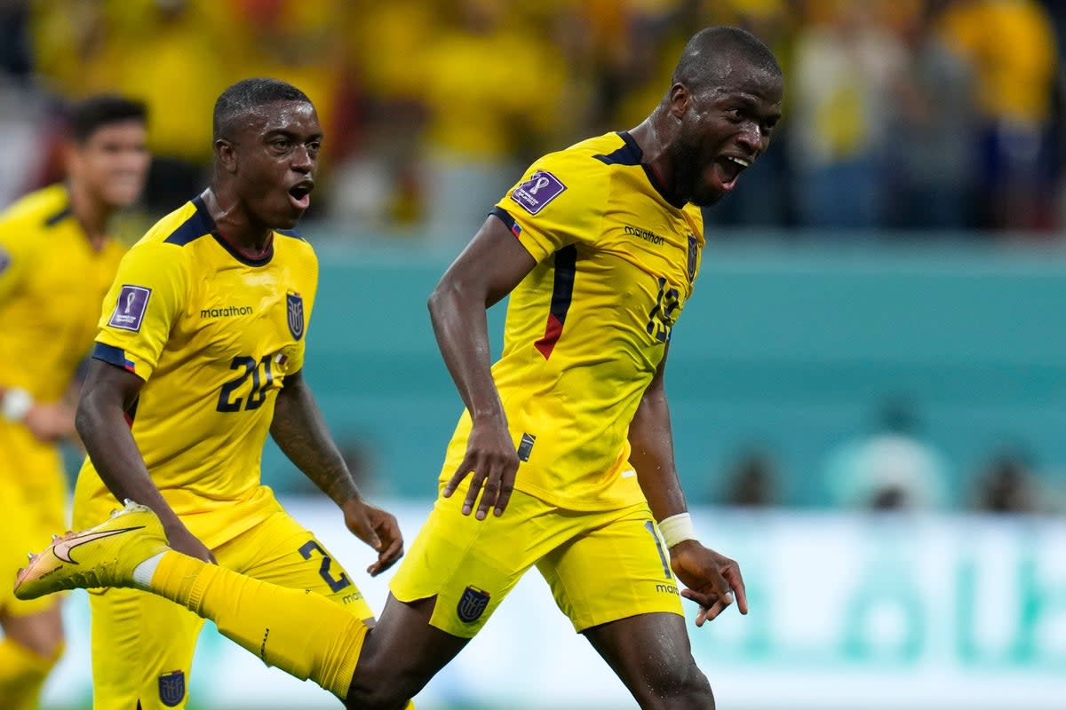 Ecuador talisman Enner Valencia, right, is battling to be fit for his side’s final group game (Manu Fernandez/AP/Press Association Images) (AP)