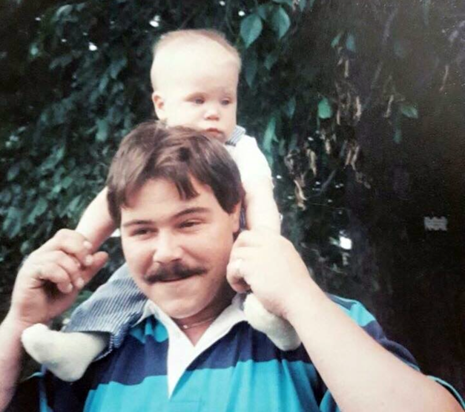 Billy, a few months old, with his father Barry.<span class="copyright">Courtesy of Kristina Barboza</span>
