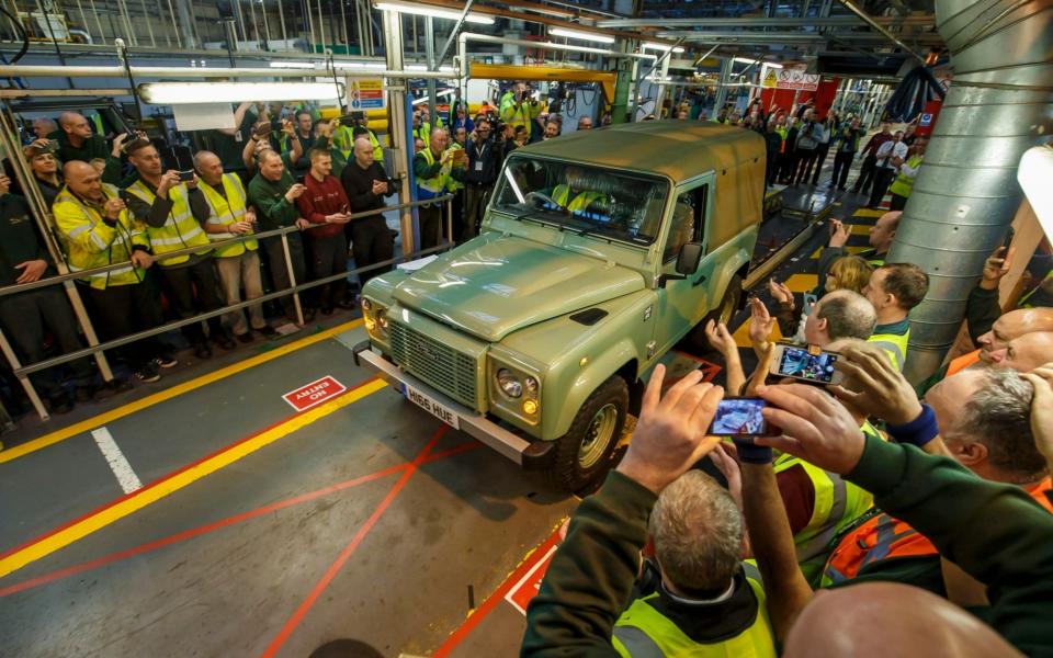 The last Defender rolls of the line at JLR's Solihull plant 