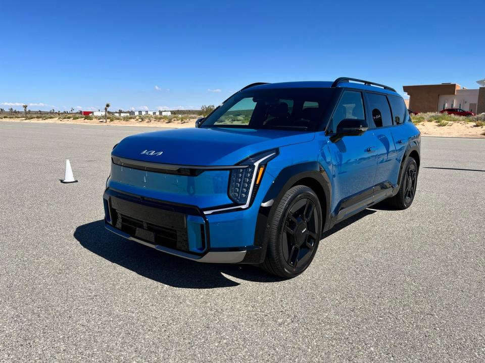 2024 Kia EV9 electric SUV at the automaker's proving ground in the Mojave Desert