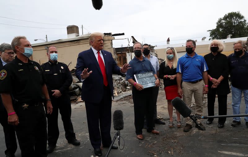 U.S. President Trump visits site of protests against police brutality and racial injustice in Kenosha, Wisconsin