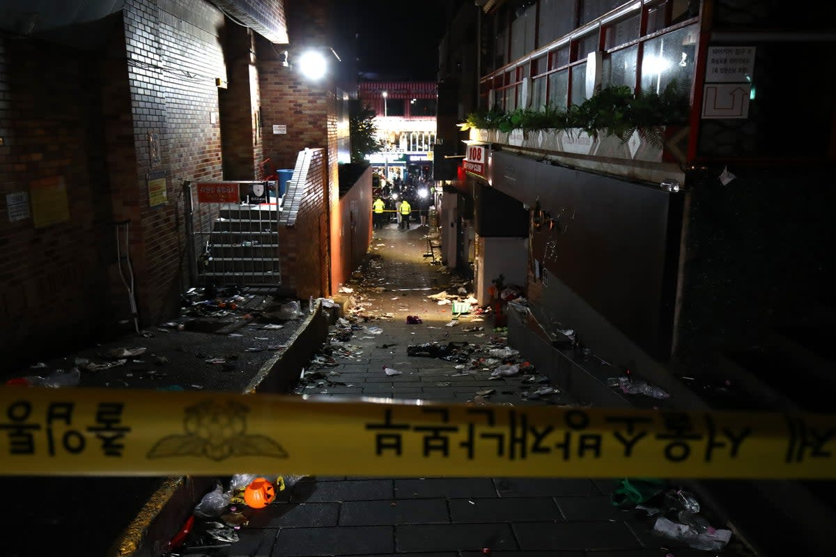 The scene following the deadly crush in Itaewon (Getty Images)