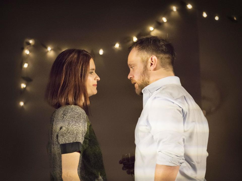 Justine Mitchell (Laura) and Sam Troughton (Danny) in 'Beginning' at the National Theatre: Johan Persson