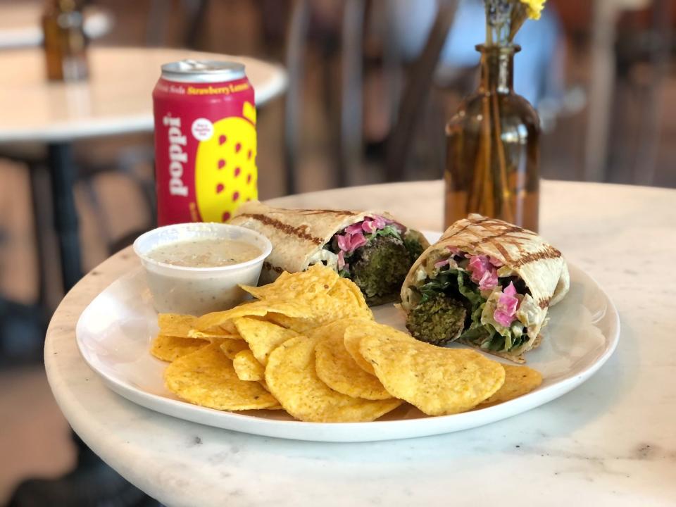A falafel wrap is served at the new Field of Greens eatery in North Palm Beach.