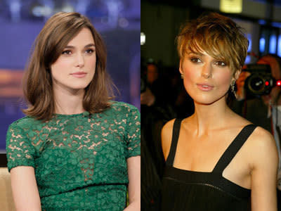 Keira Knightley went short in the mid-noughties for her role in 'Domino'. These days the 'Pirates of the Caribbean' star wears her hair in a flattering shoulder-grazing bob.