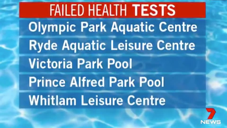 The five pools which have been impacted. Source: 7 News