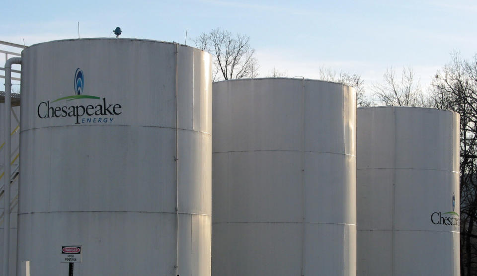 Chesapeake Energy's watertanks are ubiquitous in northeastern Pennsylvania, where the company is the lead driller of natural gas, December 12, 2011. (Kevin G. Hall/MCT) 