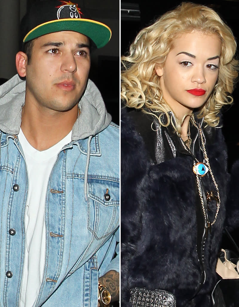 Remember those really bad break ups you had in high school? Well, this was probably just as ugly as that! Rob Kardashian, 25, went on a Twitter tirade in early December after he and reported girlfriend of a few months, Rita Ora, 22, called it quits. The dress sock designer stopped short of mentioning Ora's name when he <a href="http://omg.yahoo.com/blogs/relationships/rob-kardashian-claims-rita-ora-cheated-him-20-214605577.html" data-ylk="slk:ranted about a girl cheating on him;elm:context_link;itc:0;sec:content-canvas;outcm:mb_qualified_link;_E:mb_qualified_link;ct:story;" class="link  yahoo-link">ranted about a girl cheating on him</a> with "nearly 20 dudes." He continued, "I wonder how many she will sleep with now that we apart" and plenty of other spiteful words. Meanwhile, Ora kept her cool and claimed that the broken relationship was simply a casualty of busy schedules. "We were close for a while, but it didn't work because I was never there," she said in the January issue of <a href="http://www.glamourmagazine.co.uk/celebrity/celebrity-news/2012/12-(1)/05/rita-ora-distance-split-rob-kardashian" rel="nofollow noopener" target="_blank" data-ylk="slk:Glamour U.K.;elm:context_link;itc:0;sec:content-canvas" class="link ">Glamour U.K.</a>