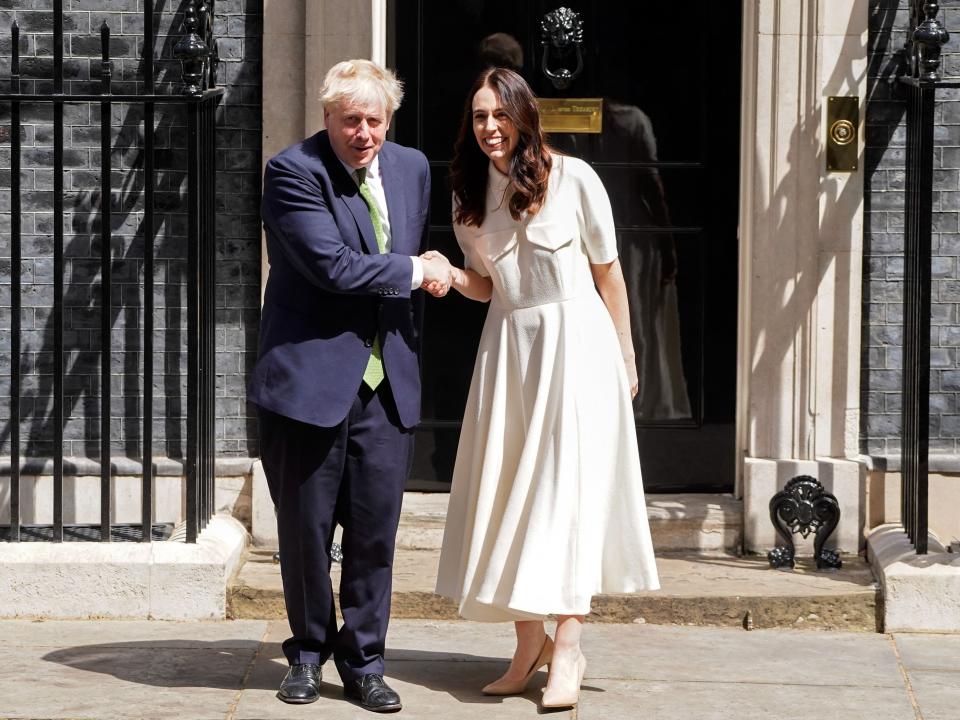 New Zealand’s leader has arrived at No 10 for a meeting with Boris Johnson (AFP via Getty Images)