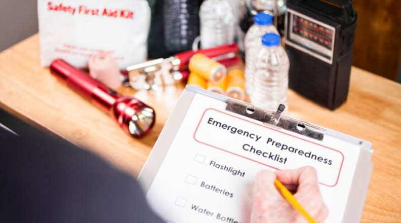 Flashlights, a weather radio, and batteries are common hurricane supplies to keep in your emergency kit.