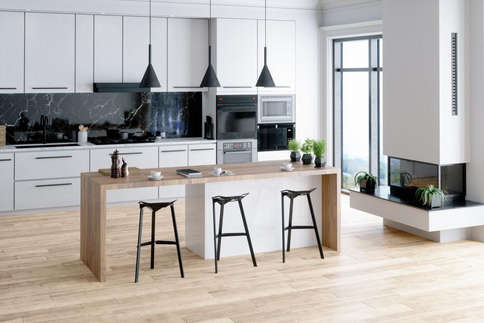 beautiful kitchen in luxury home with island