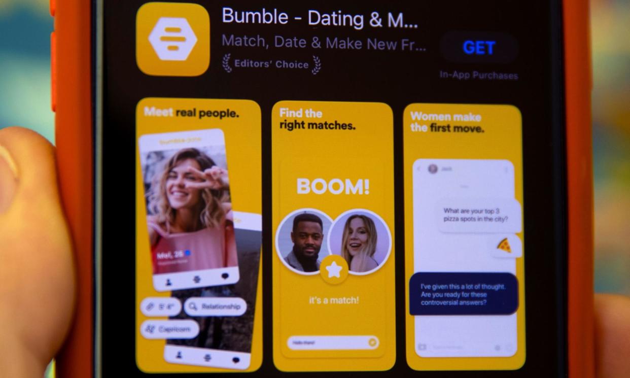 <span>Bumble says it wants to relieve the administrative burden on its female users, who initiate contract with potential dates. </span><span>Photograph: Mike Blake/Reuters</span>