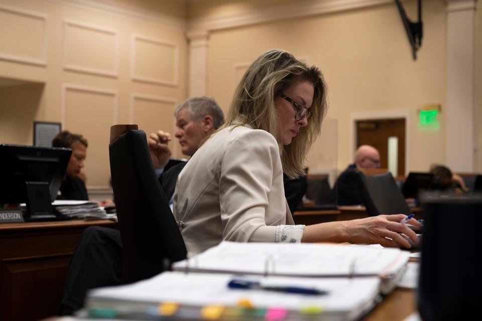 Courtney Johnston, council member for district 26, during a Nashville's Metro Council meeting at the Historic Metro Courthouse in Nashville , Tenn., Tuesday, Feb. 7, 2023.