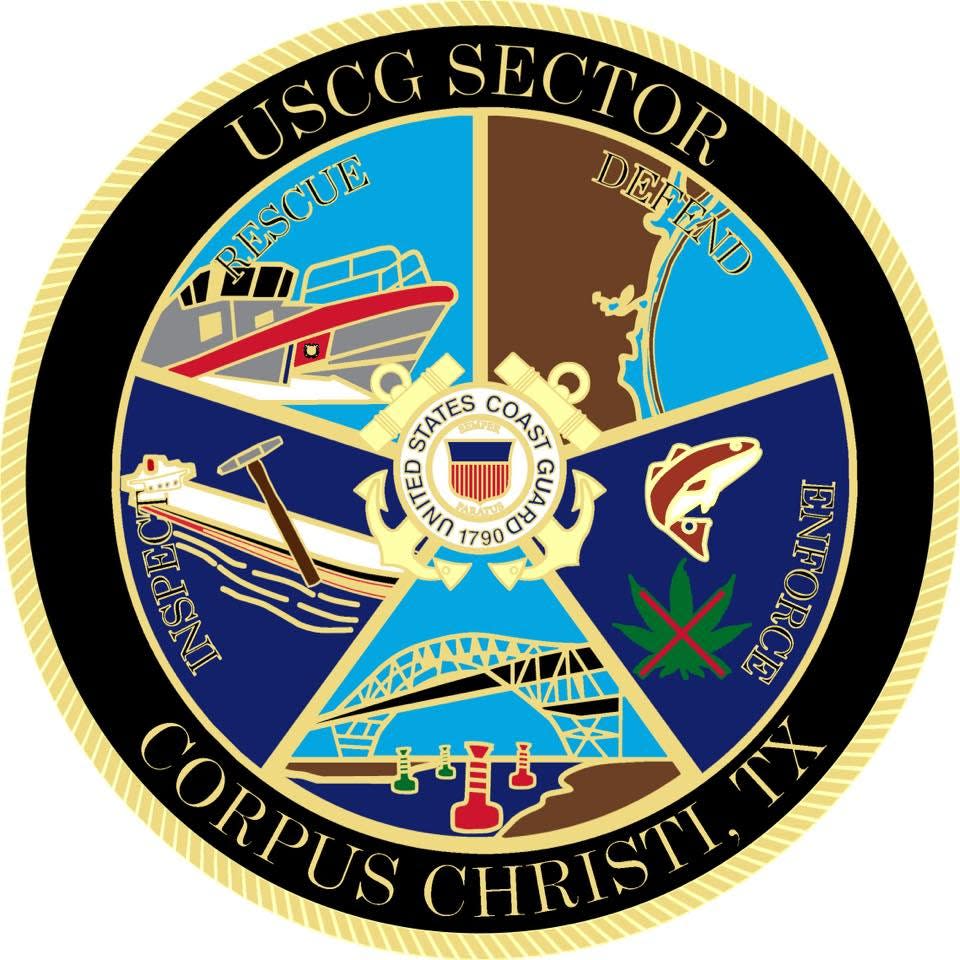 The seal of the U.S. Coast Guard Sector Corpus Christi. The multi-mission unit oversees Ports and Waterways Security in South Texas.