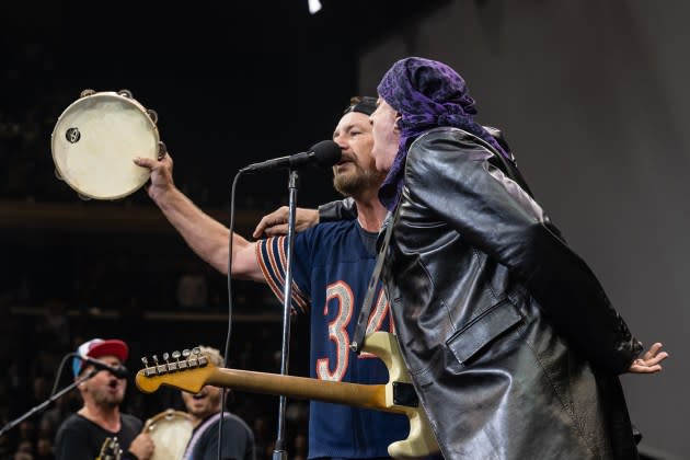 Eddie Vedder and Steven Van Zandt perform at Madison Square Garden Wednesday night. - Credit: Jim Bennett/Getty Images