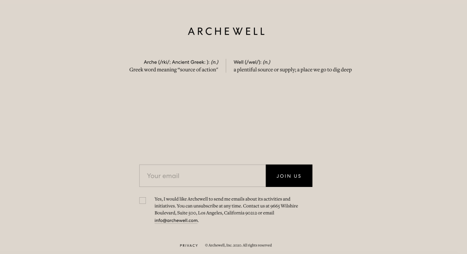 The couple's landing page on their new website. (Archewell)