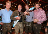 <p>Patrick Knapp-Schwarzenegger, Arnold Schwarzenegger, Patrick Schwarzenegger and Christopher Schwarzenegger have some fun during the 187th Oktoberfest in Munich, Germany, on Sept. 24. </p>