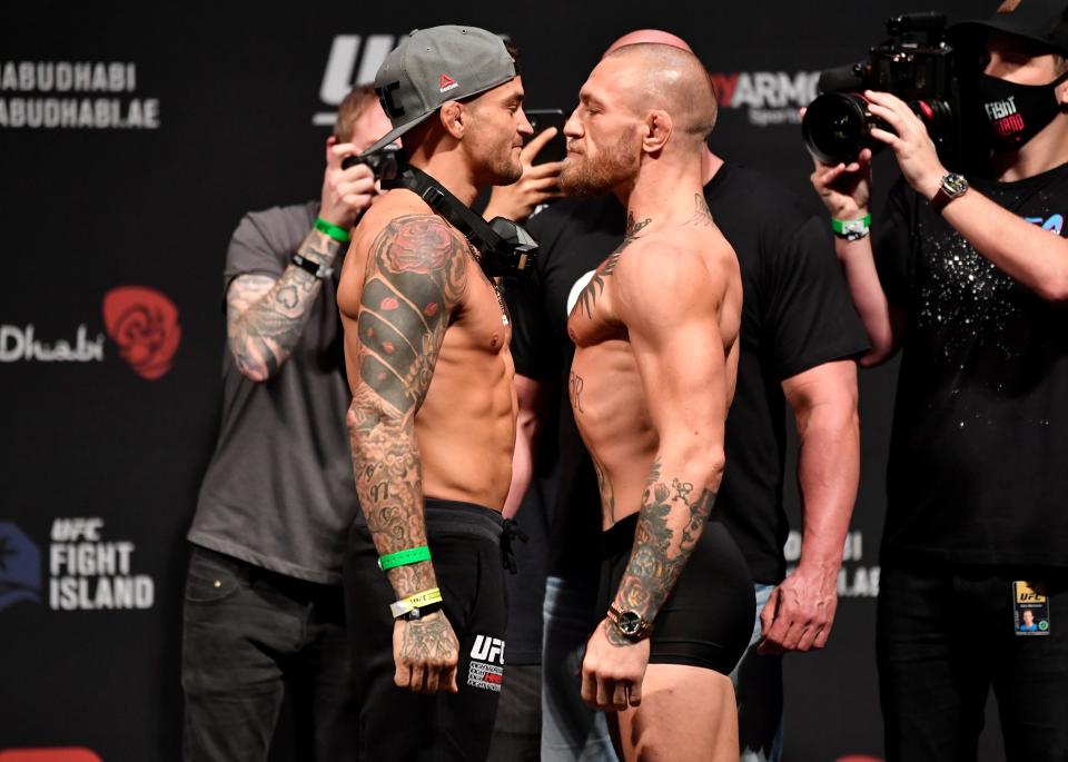 <p>Dustin Poirier and Conor McGregor were meant to face off in July</p> (USA TODAY Sports)