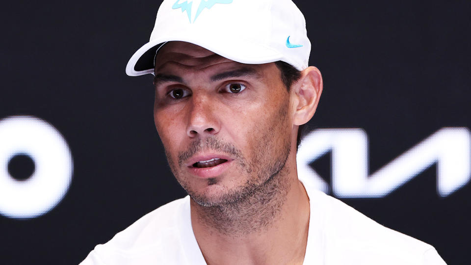 Rafa Nadal, pictured here speaking to reporters after his loss at the Australian Open.