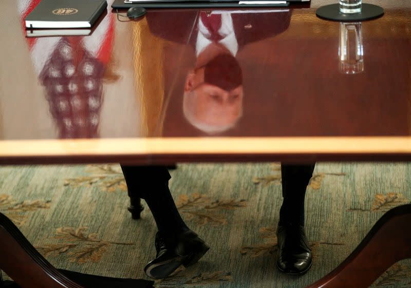 U.S. President Joe Biden hosts roundtable discussion on coronavirus aid legislation at the White House in Washington