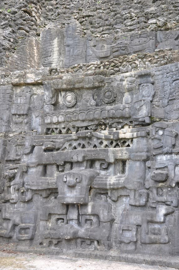 An example of the elaborate stone carvings made by Classical Mayans. This frieze is in Caracol, Belize.