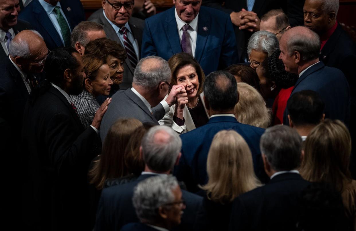 Nancy Pelosi's stepping aside will leave the door open for others. <a href="https://www.gettyimages.com/detail/news-photo/speaker-of-the-house-nancy-pelosi-is-greeted-by-senate-news-photo/1244855354?phrase=pelosi&adppopup=true" rel="nofollow noopener" target="_blank" data-ylk="slk:Kent Nishimura / Los Angeles Times via Getty Images;elm:context_link;itc:0;sec:content-canvas" class="link ">Kent Nishimura / Los Angeles Times via Getty Images</a>