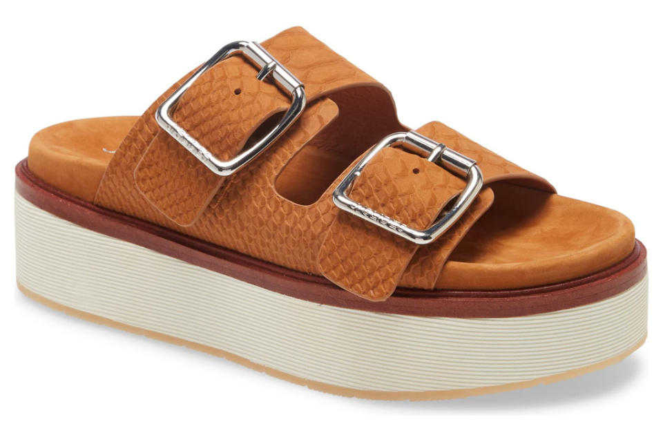 jslides, sandals, brown, platform, slide