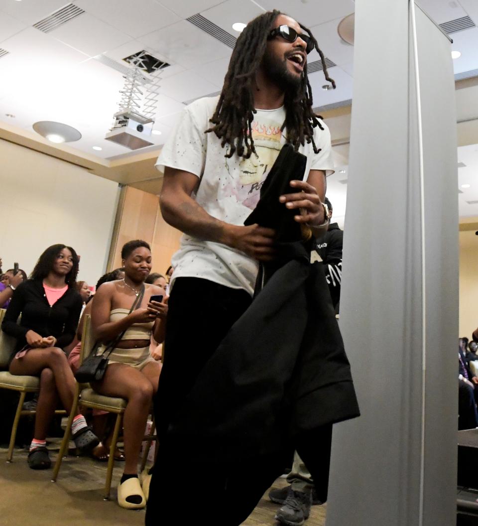 O’Ryan Browner, star of the BET+ original series College Hill Celebrity Edition season 2, which was filmed on the ASU campus, arrives Tuesday during a screening of the show on the ASU campus in Montgomery.