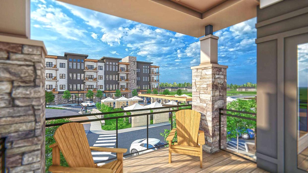This rendering of a loft unit overlooks the rest of The Fields at Three Pillars, a new independent-living oriented development now under construction by the senior living community in Dousman. The development adds a fourth site to the existing Three Pillars facilities.