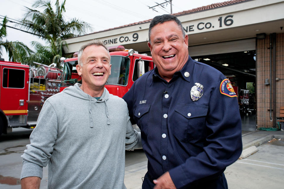 David Eigenberg and Captain Dan Olivas. (Casey Durkin / NBC via Getty Images)